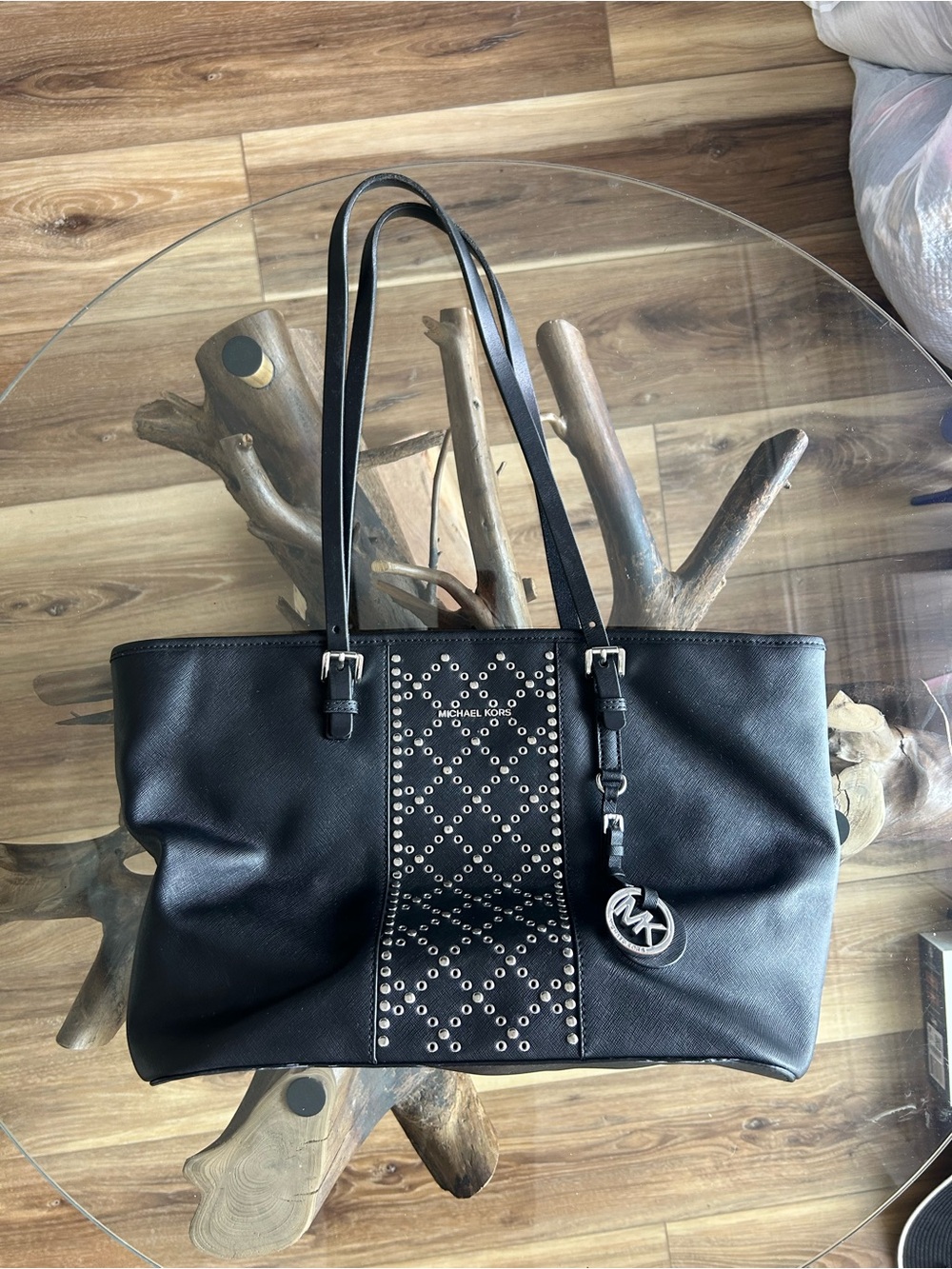 Michael Kors Black Leather Studded Tote